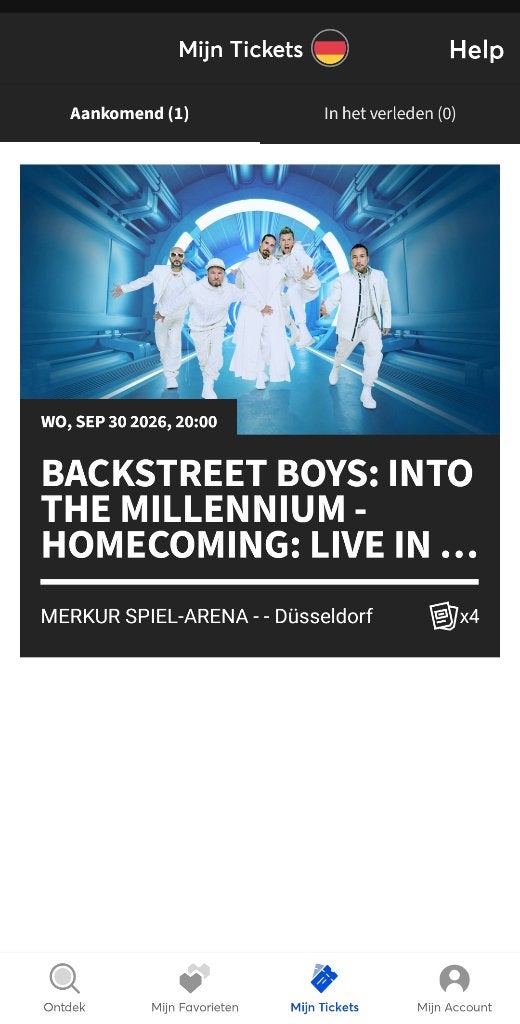 Kaartje Backstreetboys, Tickets en Kaartjes, Eén persoon, September