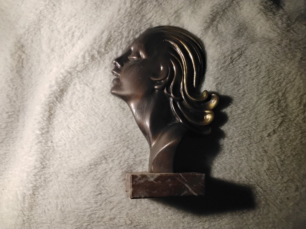 Art Deco bronzen vrouwenhoofd, Ophalen of Verzenden