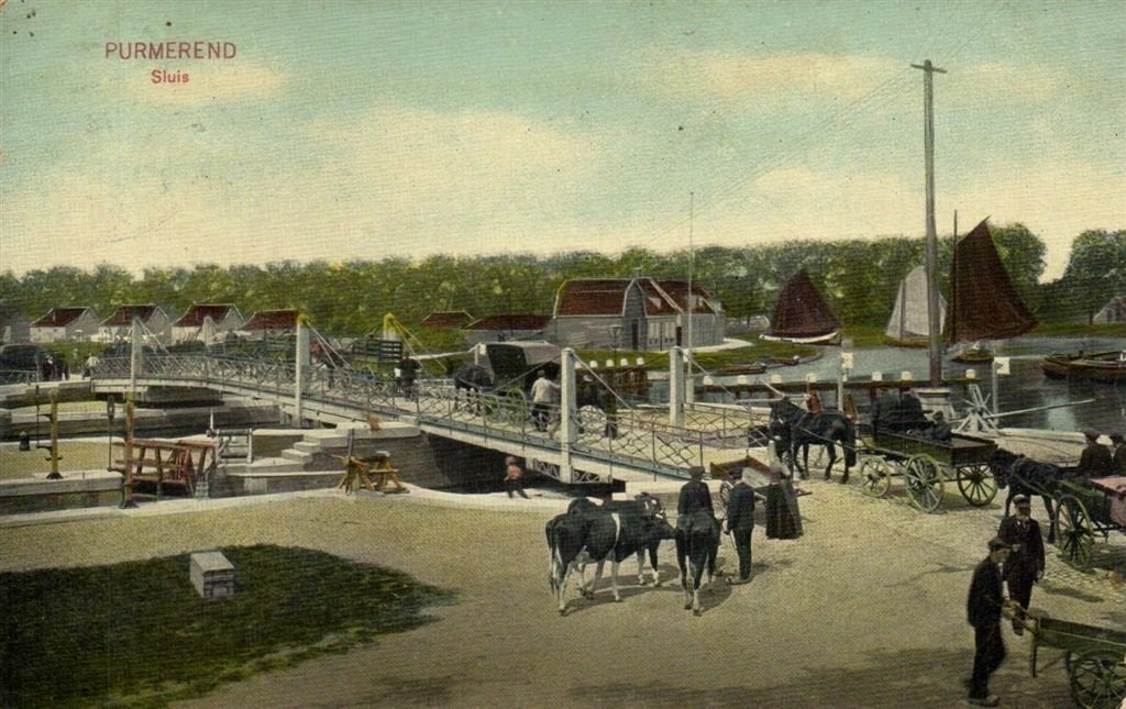 Purmerend - Sluis - koeien - 1914 gelopen, Verzenden, Voor 1920, Gelopen, Noord-Holland