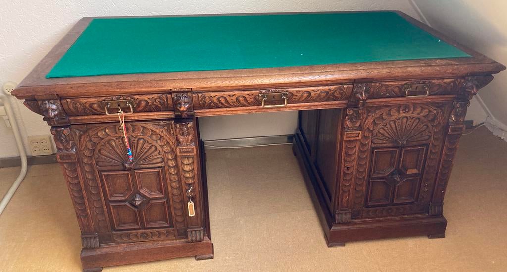 Antiek bureau met groene inleg (zie ook de omschrijving), Antiek en Kunst, Antiek | Meubels | Kasten, Ophalen