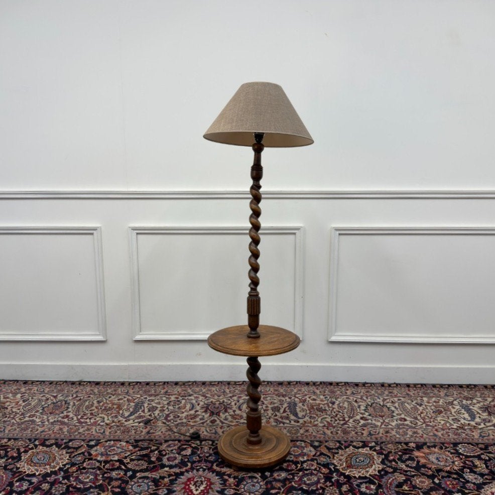 Charles Dudouyt Vloerlamp Walnotenhout Frans Jaren '40, Ophalen of Verzenden