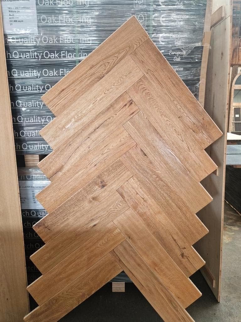EIKEN VISGRAAT VLOER LEGKLAAR VINTAGE VLOEREN!, Ophalen of Verzenden, Zo goed als nieuw, 75 m² of meer, Parket