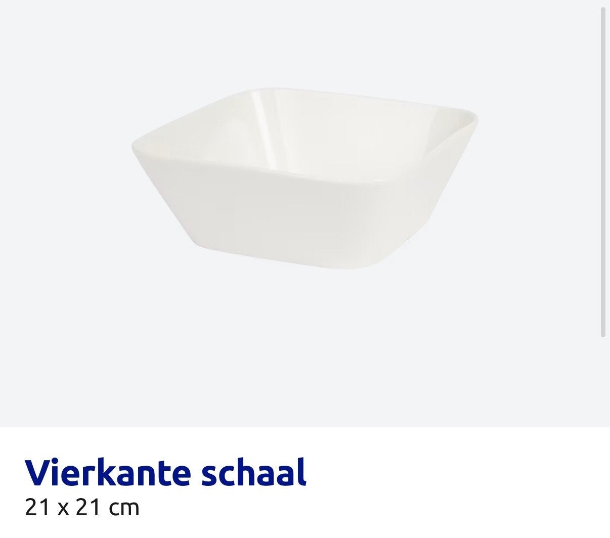 Gezocht: Action vierkante schalen 21 x 21 cm, Huis en Inrichting, Ophalen, Gebruikt, Porselein of Keramiek, Schaal