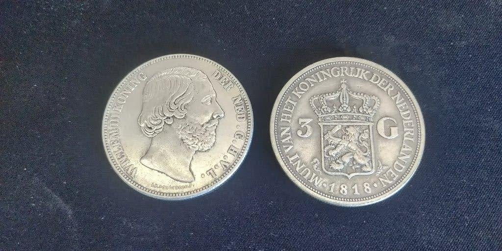 1818 een 3 gulden Willem3 vals vaste pr € 2,90, Verzenden, Koning Willem III