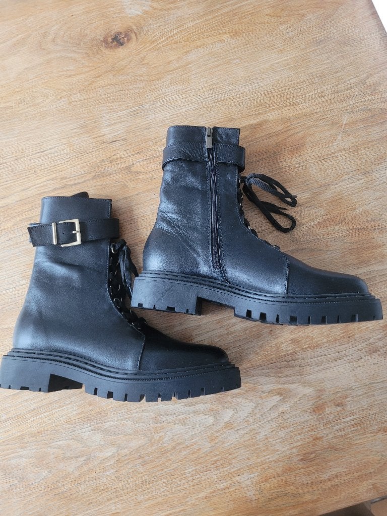 Zwarte leren biker boots - DEABUSED NOA - Maat 41, Zwart, Lage of Enkellaarzen, Nieuw, Ophalen of Verzenden