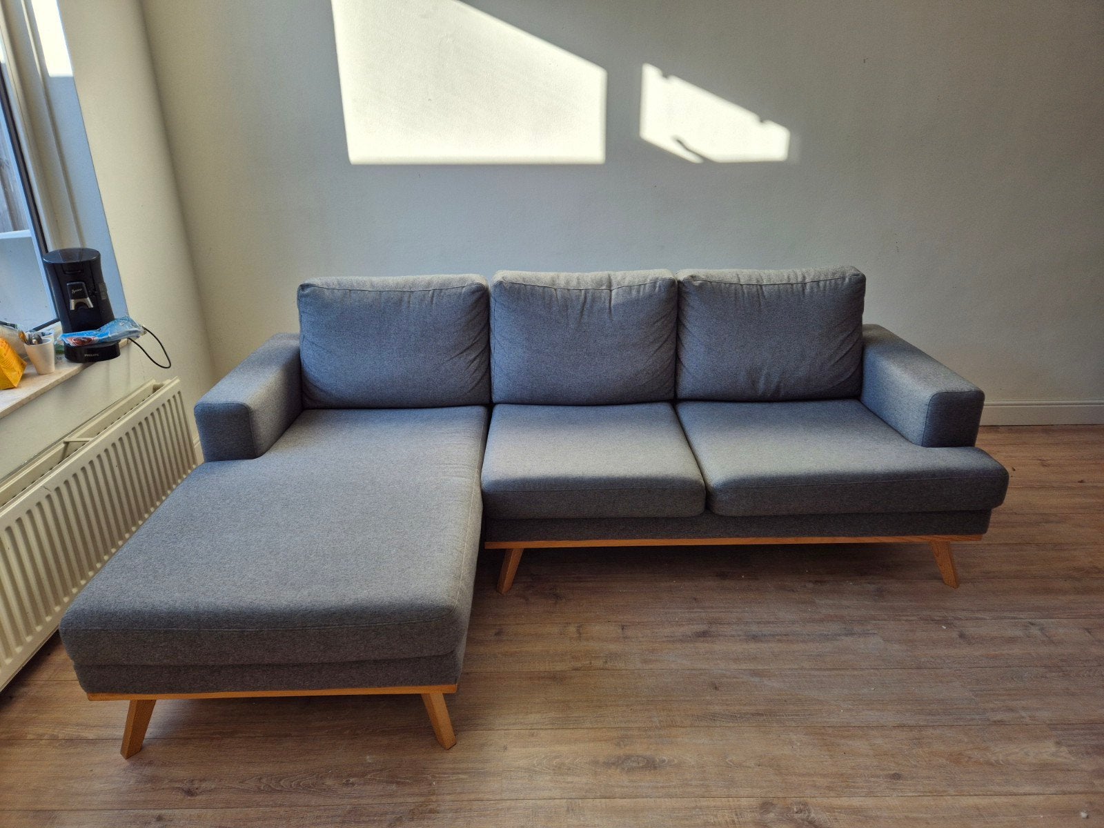 Fijne hoekbank, Ophalen, Gebruikt, 125 tot 150 cm, Hoekbank