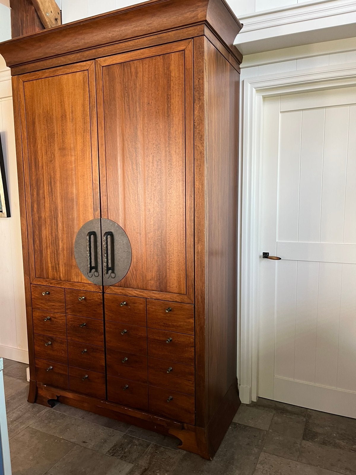 Houten keukenkast met inbouw Bosch koel/vries kast, Ophalen, Gebruikt, 100 tot 150 cm, Bruin