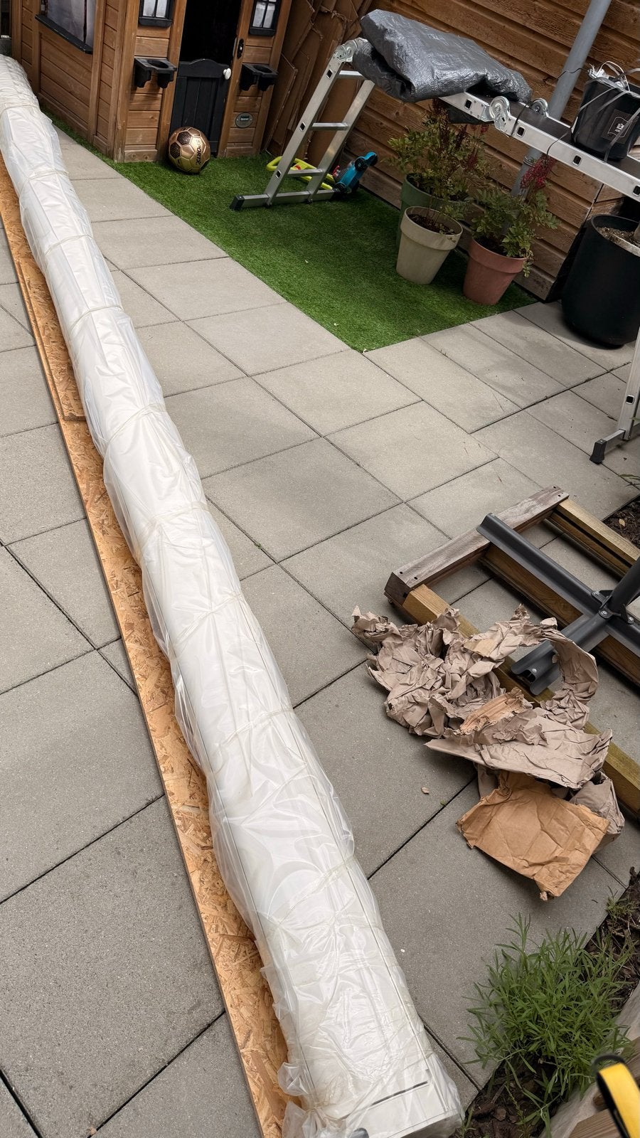 Optima Terraszonwering 500x250cm Antra/wit gestreept NIEUW, Ophalen, 450 cm of meer, Nieuw, 150 tot 300 cm