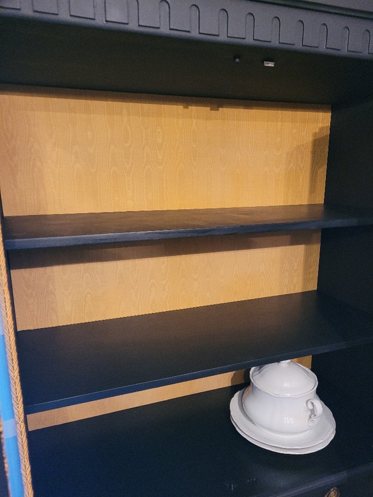 Vintage houten vitrinekast servieskast, Ophalen