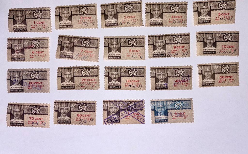 Serie fiscale zegels 1937 Nederland, Ophalen of Verzenden, T/m 1940, Gestempeld