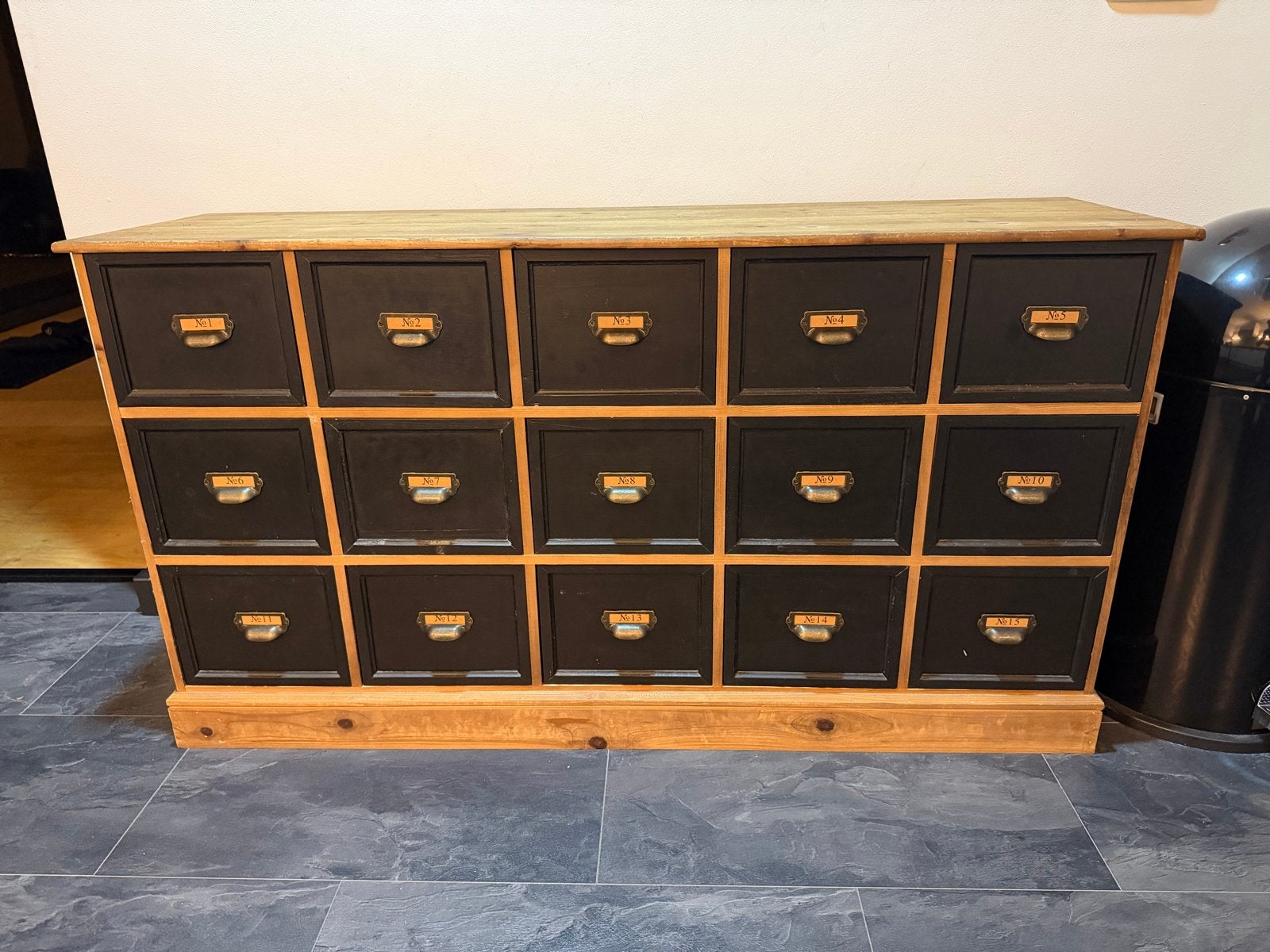 Apothekerskast met 15 Lades - Zwart/Hout, Ophalen
