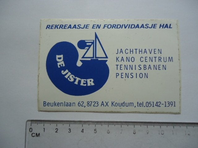 sticker oud KOUDUM De Jister haven watersport jacht tennis, Verzenden, Zo goed als nieuw, Bedrijf of Vereniging
