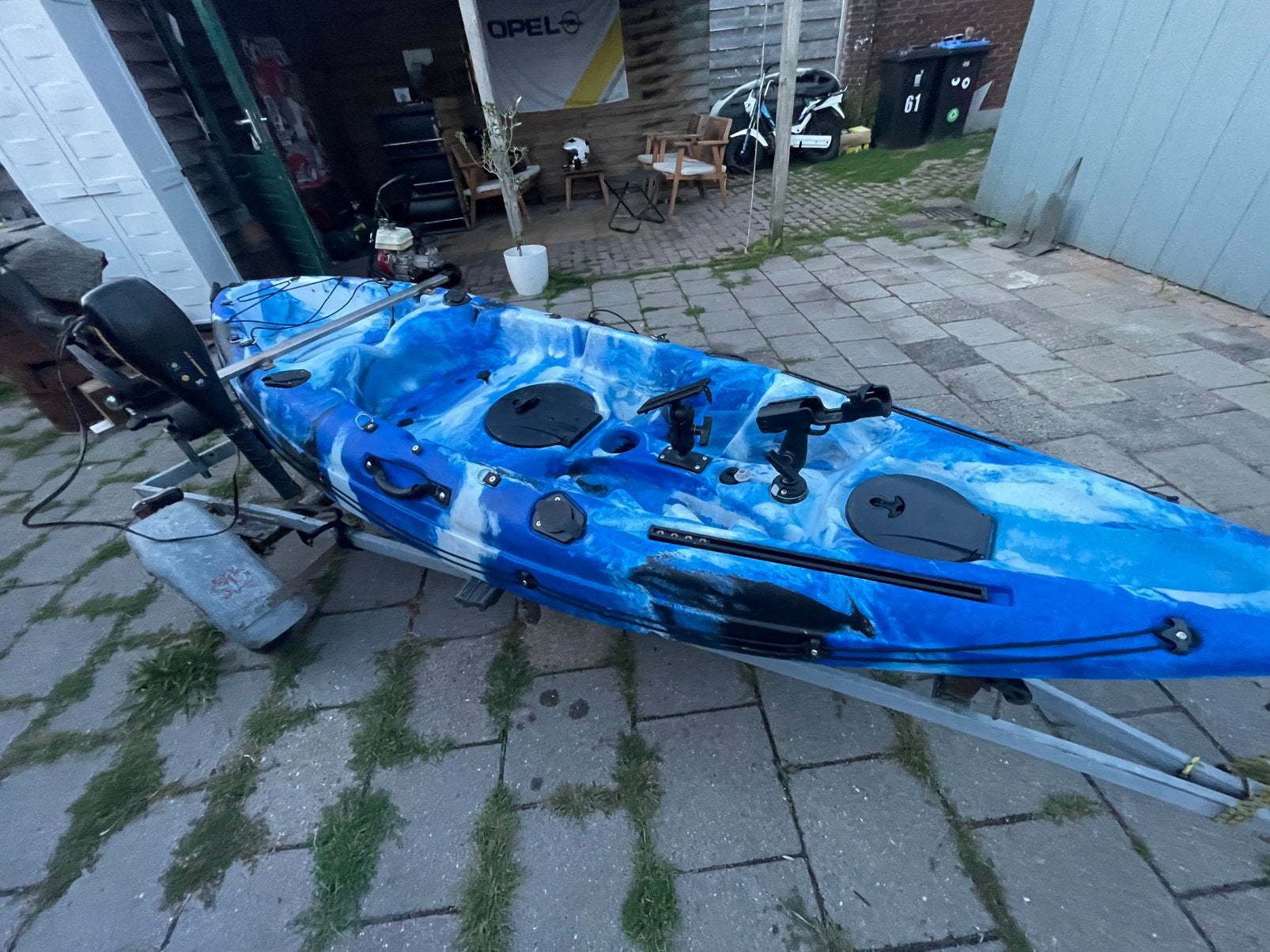 Luxe viskano + trailer en Trollingmotor, Watersport en Boten, Ophalen, Zo goed als nieuw, Eén persoon, Kajak