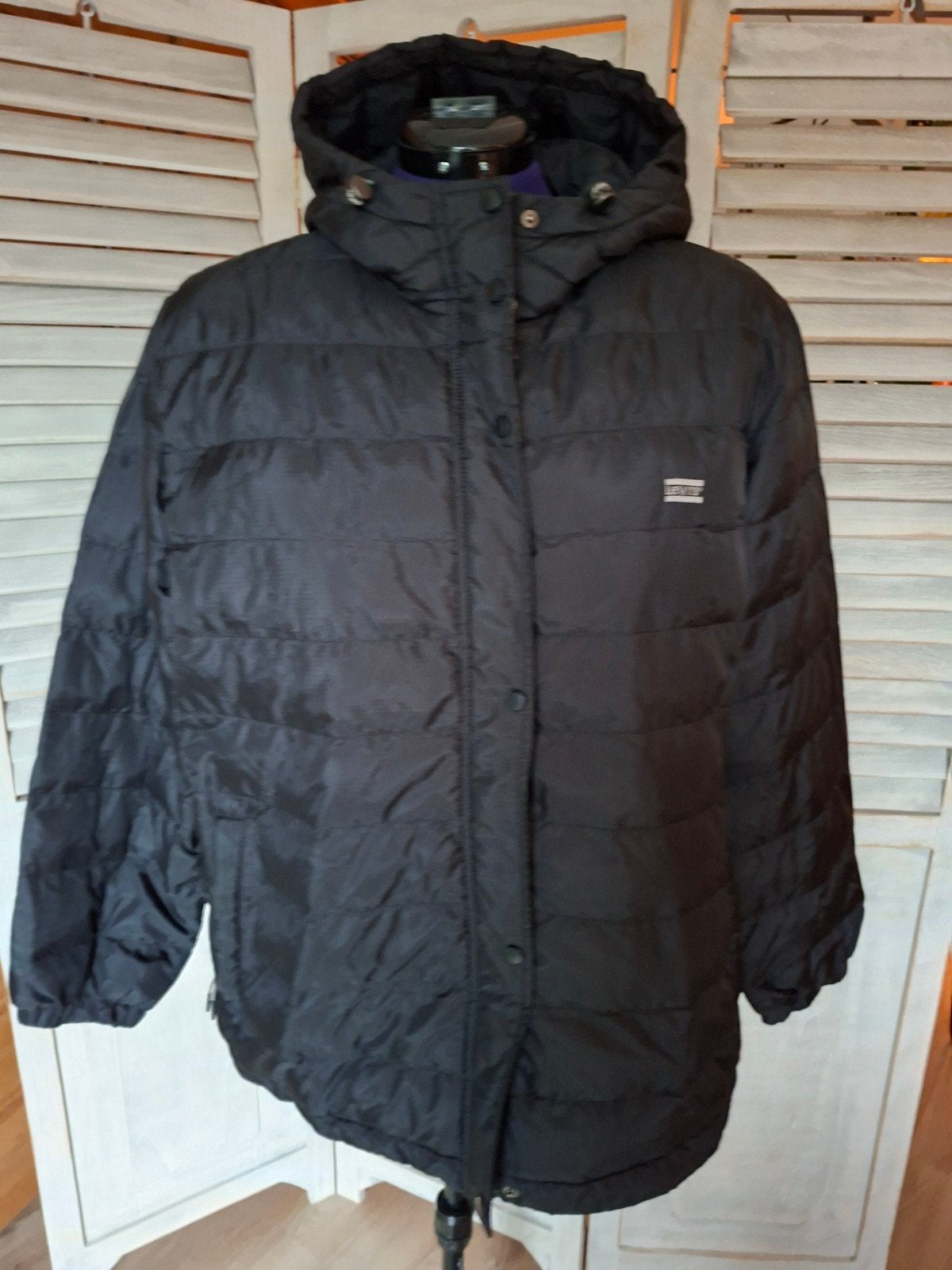Herfst! Zgan gewatteerd zwart dun jasje Levis 2XL., Verzenden, Zwart, Maat 46/48 (XL) of groter, Zo goed als nieuw