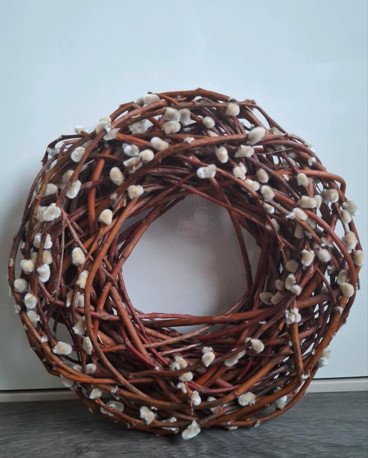 Decoratieve Wilgenkatjes Krans - Natuurlijk Materiaal, 30 cm, Krans, Ophalen of Verzenden, Zo goed als nieuw