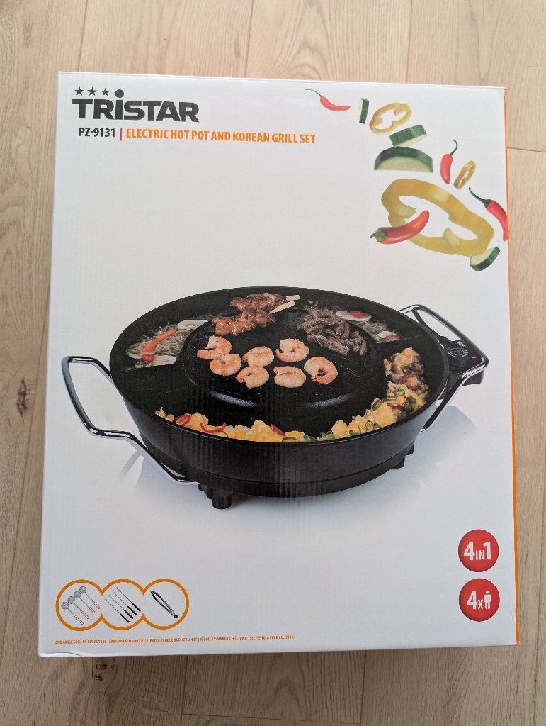 Tristar PZ-9131 Elektrische Kookpot en Koreaanse Grill Set, Witgoed en Apparatuur, Ophalen, Nieuw, 4 t/m 7 personen