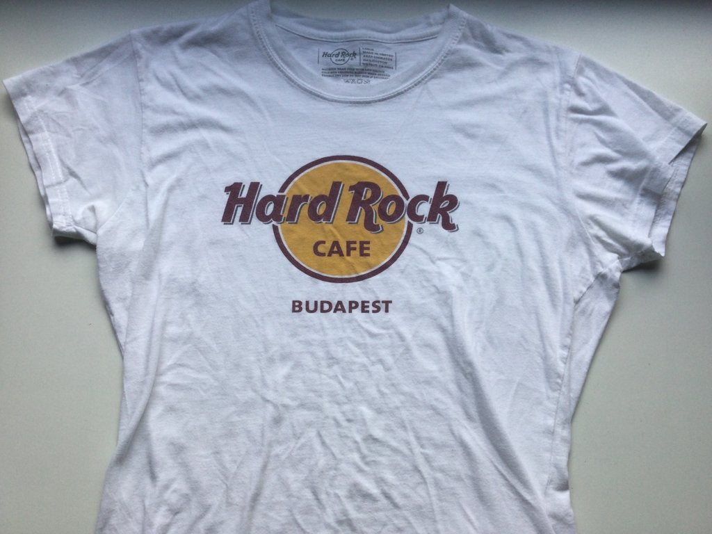 Hard Rock Café Budapest Damen T-Shirt Größe L, Wit, Maat 42/44 (L), Ophalen of Verzenden, Korte mouw