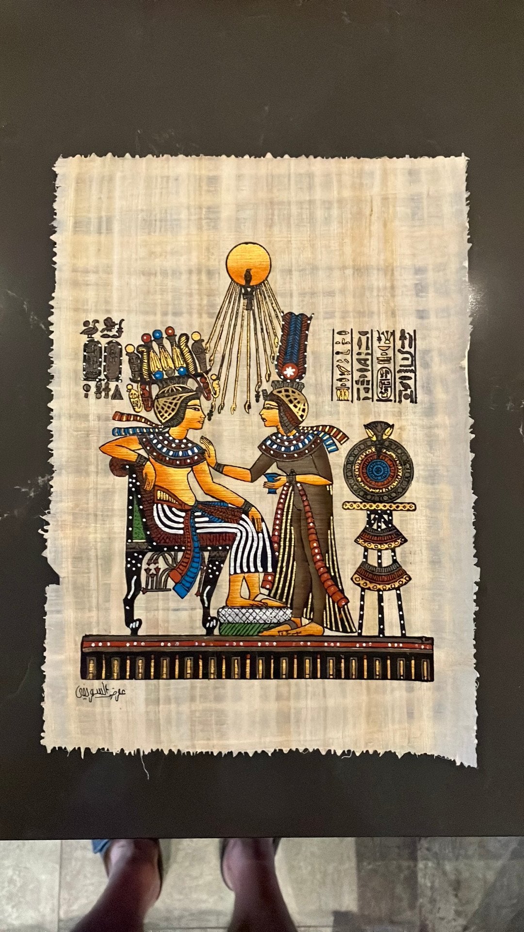 2 stukken papyrus met Egyptische afbeelding, Ophalen of Verzenden