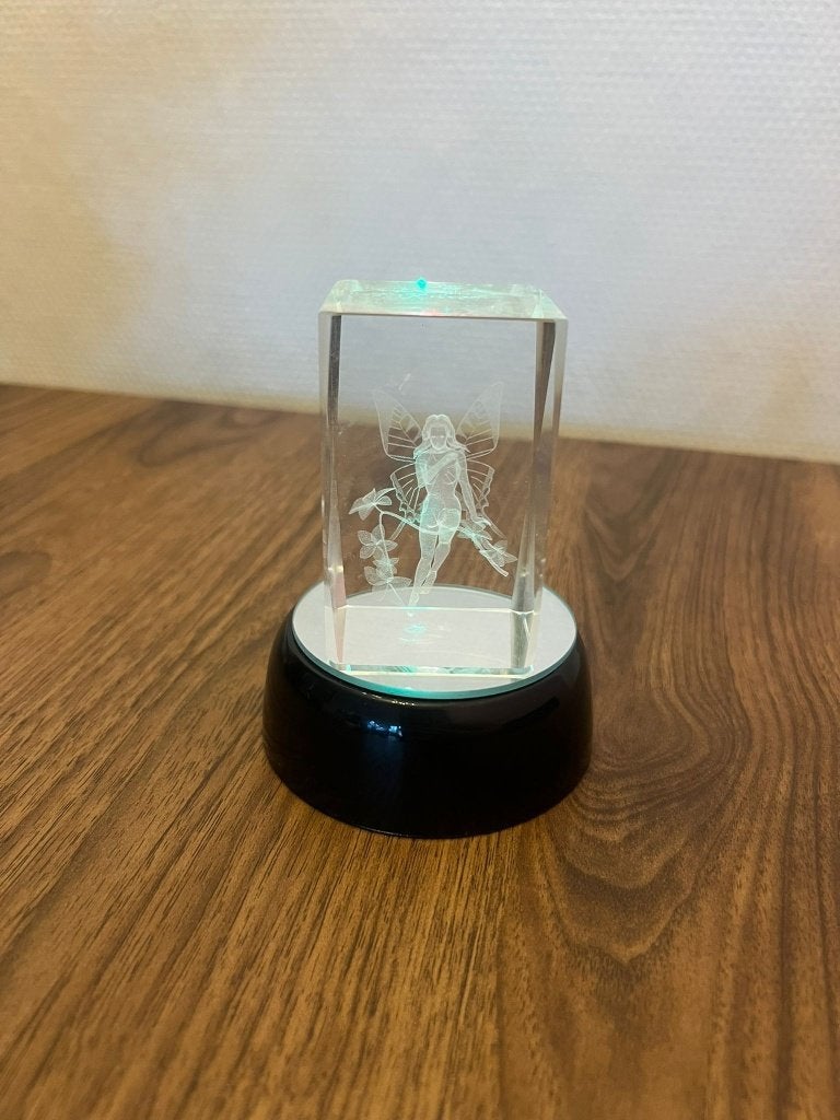 3D glazen kristal kubus fee –fantasy –LED verlichting –NIEUW, Ophalen of Verzenden, Nieuw, Glas
