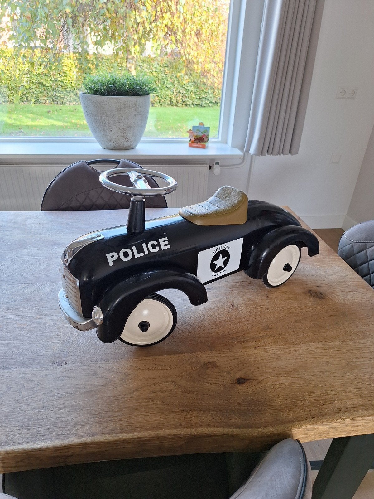 Retro Roller Politie Loopauto - Zwart, Ophalen of Verzenden, Zo goed als nieuw