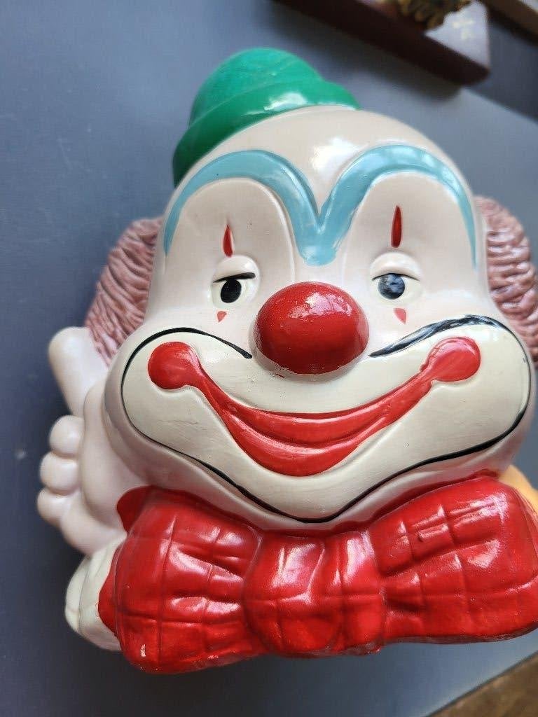 Grote Aardewerken Clown Spaarpot - Vintage Decoratie, Verzamelen, Ophalen of Verzenden, Zo goed als nieuw, Mens