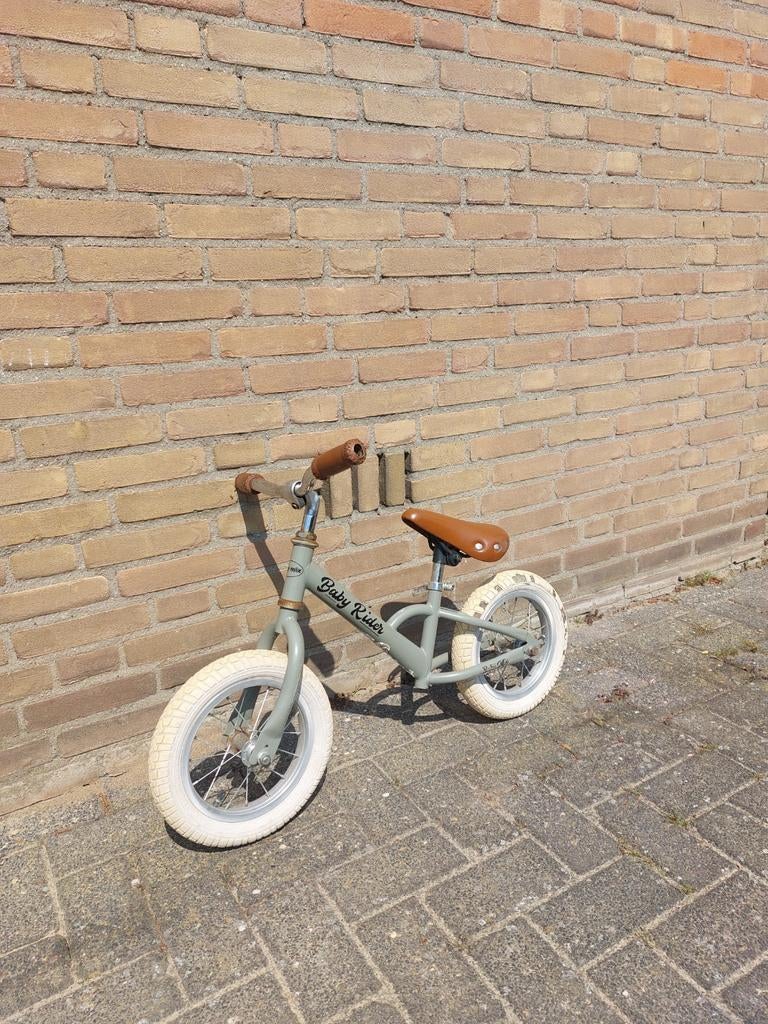 Baby Rider Loopfiets opknap - Grijs groen met Bruine Details, Ophalen of Verzenden, Gebruikt, Loopfiets