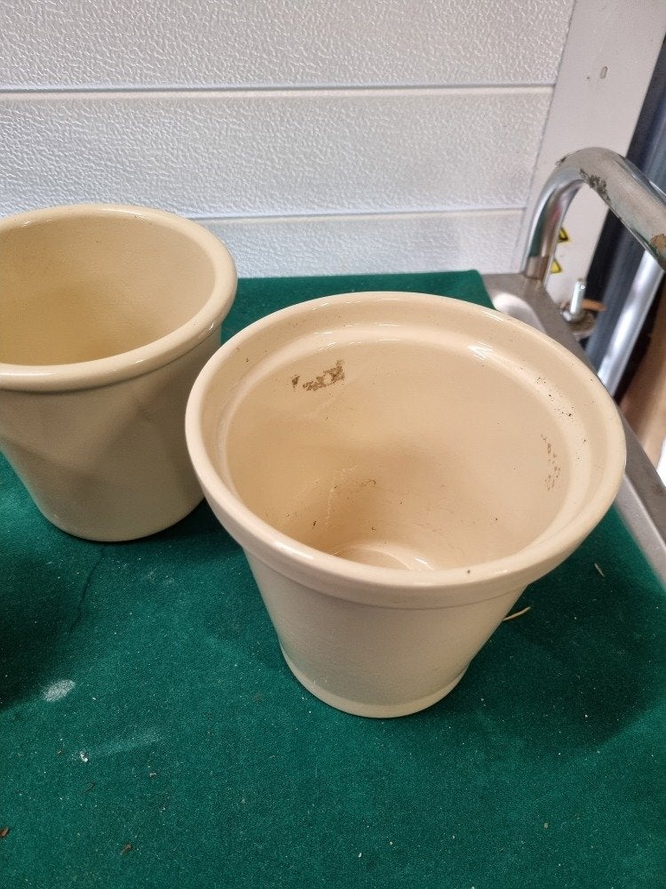bloempotten creme glans  drie stuks, Ophalen of Verzenden, 'T Olde Gre-j, Info@toldegrej.nl, Endepoelstraat 20f Didam