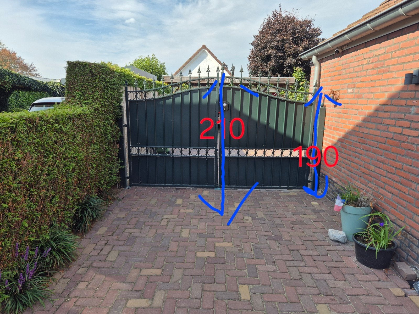 Nette gecoate draaipoort 350 cm breed, hoogte 210/190 cm, Tuin en Terras, Ophalen, 200 cm of meer, Draaipoort, 150 tot 200 cm