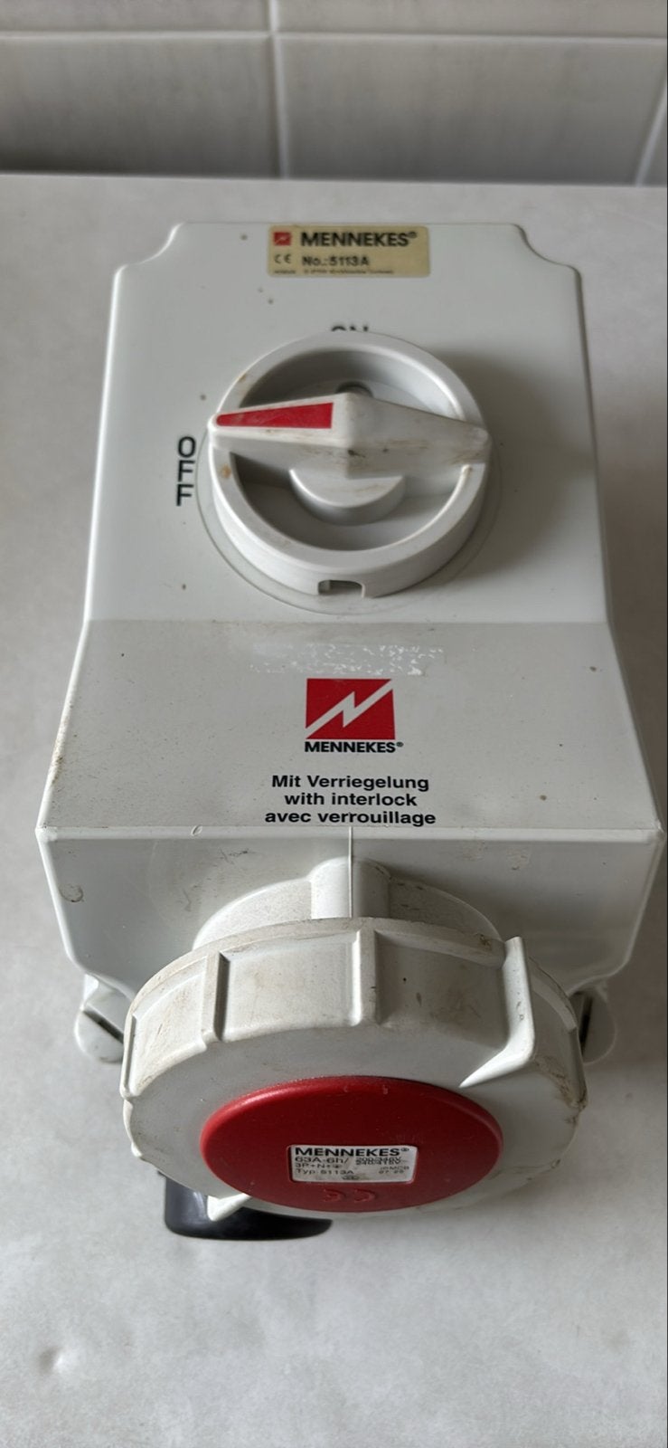Mennekes 5113A CEE Opbouw-wandcontactdoos 63A IP67, Ophalen of Verzenden, Gebruikt, Overige merken, Stopcontact