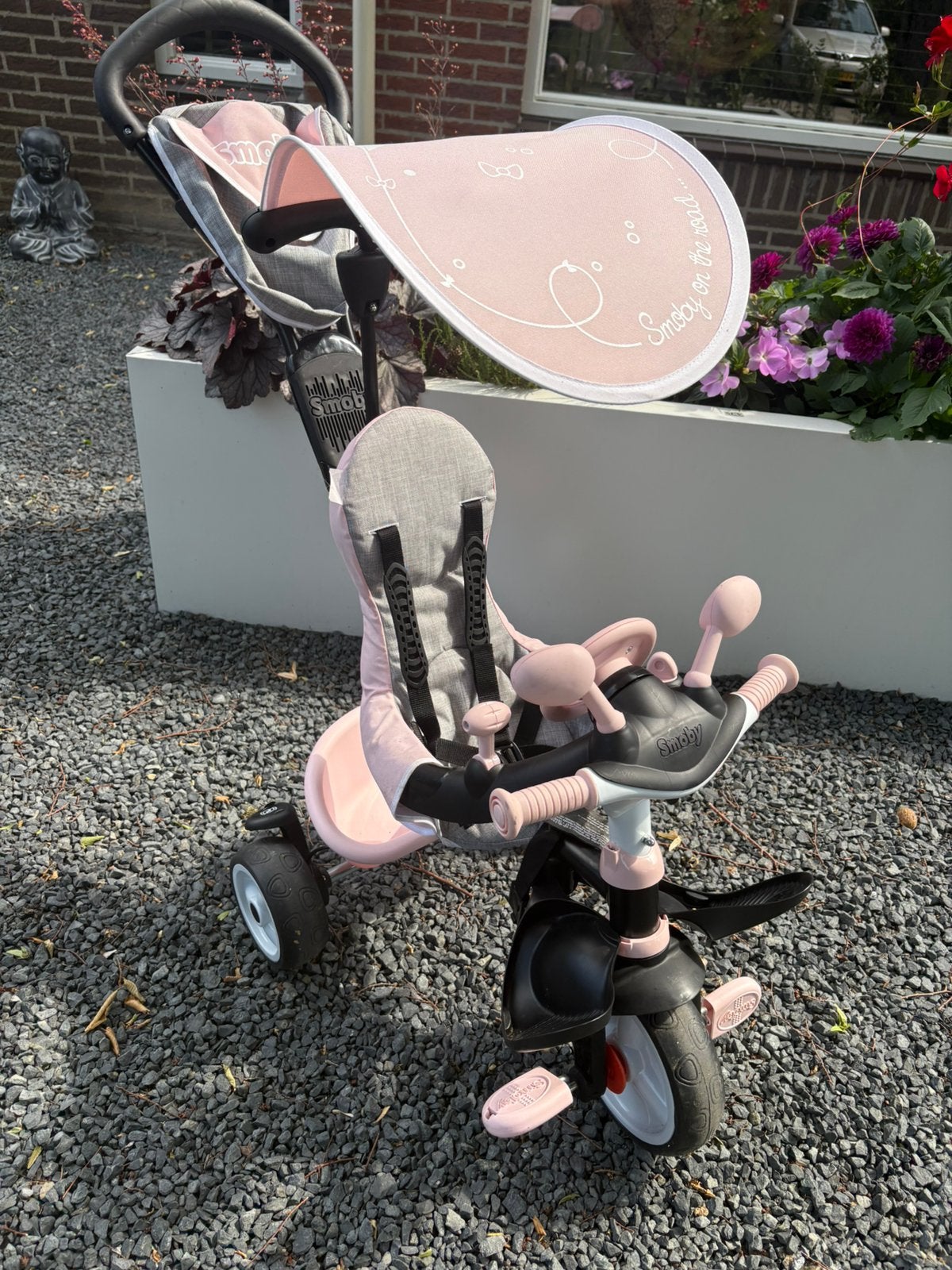 Smoby 3 in 1 fiets roze driewieler, Ophalen, Zo goed als nieuw