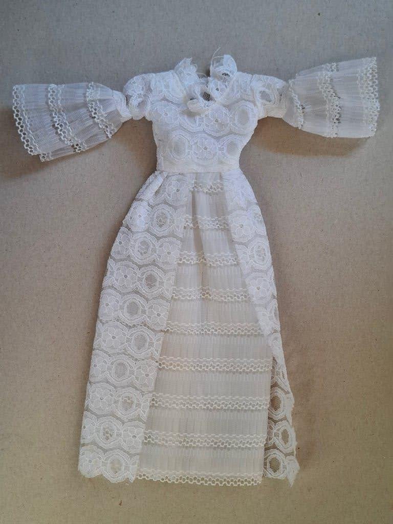Vintage Barbie Petra Plasty bruidsjurk jaren 70, Ophalen of Verzenden, Gebruikt, Kleertjes