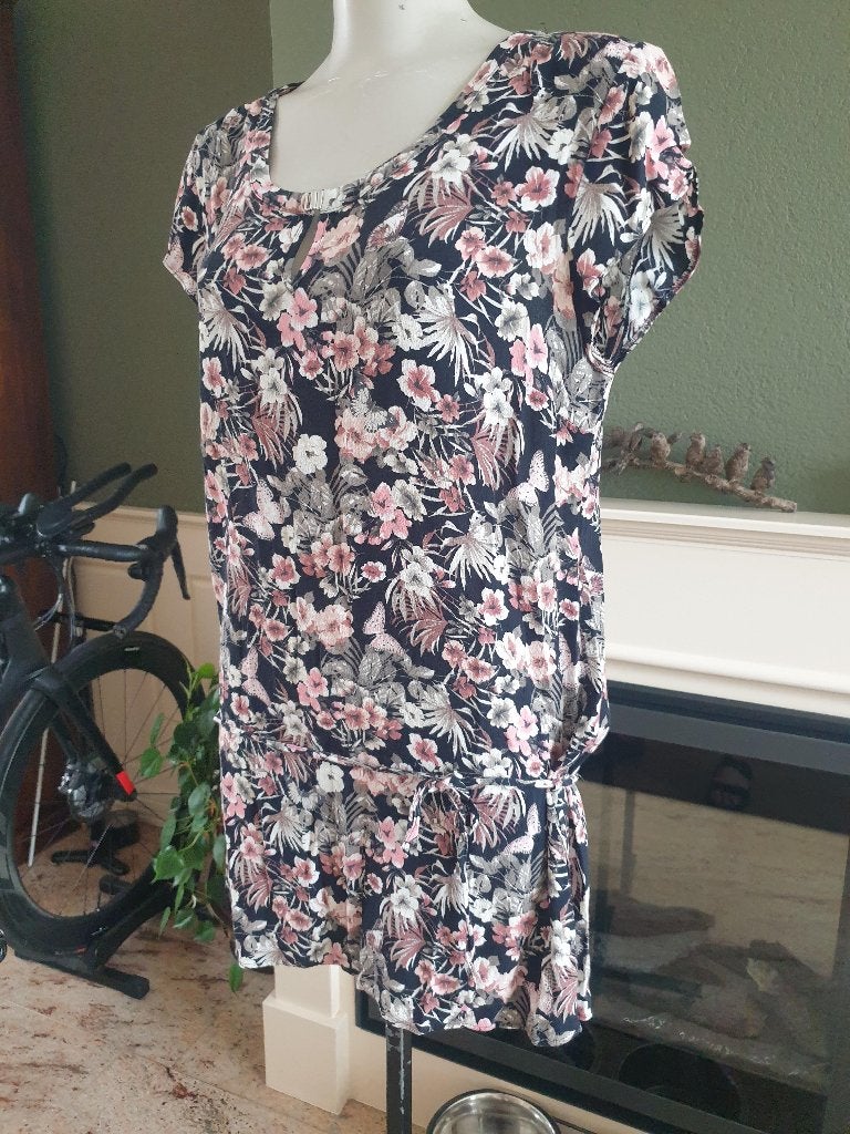 Taifun lieflijk zwart roze tuniek top L 42 44, Kleding | Dames, Verzenden, Zwart, Maat 42/44 (L), Zo goed als nieuw
