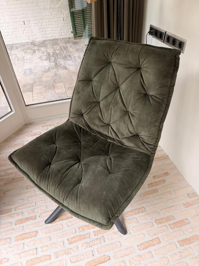 Groene stoel met draaivoet, Huis en Inrichting, Stoelen, Ophalen, Gebruikt, Overige kleuren, Eén