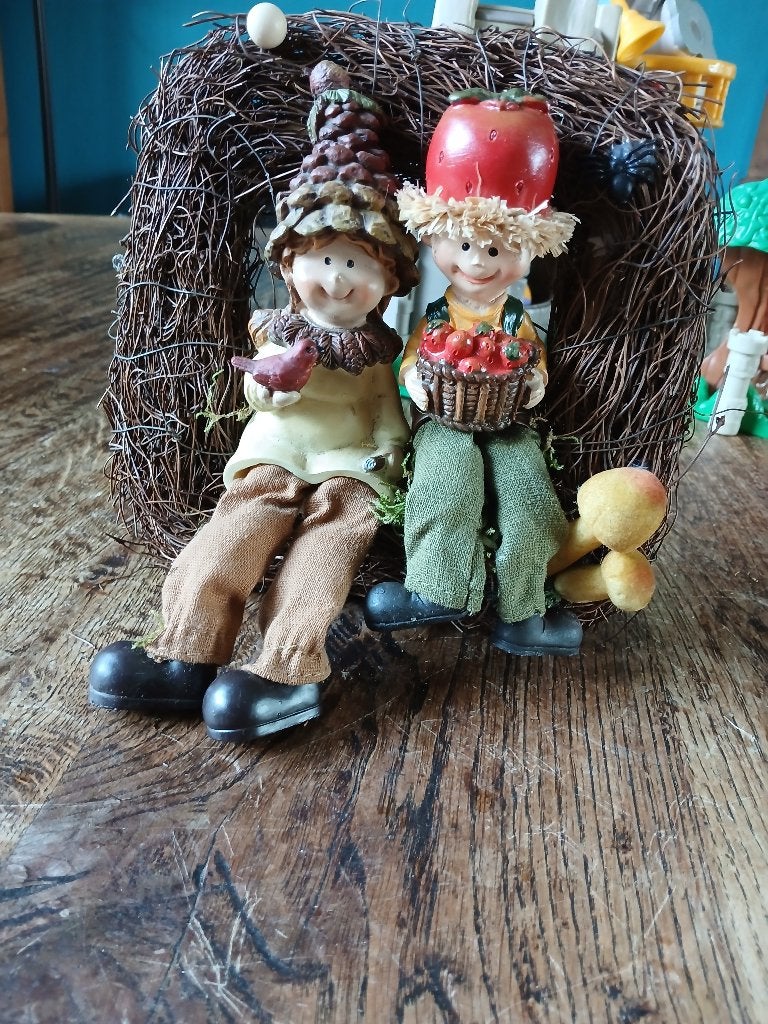 Twee bengelbeentjes in natuurijke omlijsting, Huis en Inrichting, Ophalen of Verzenden, Natuurlijk materiaal, Rood, Landelijk