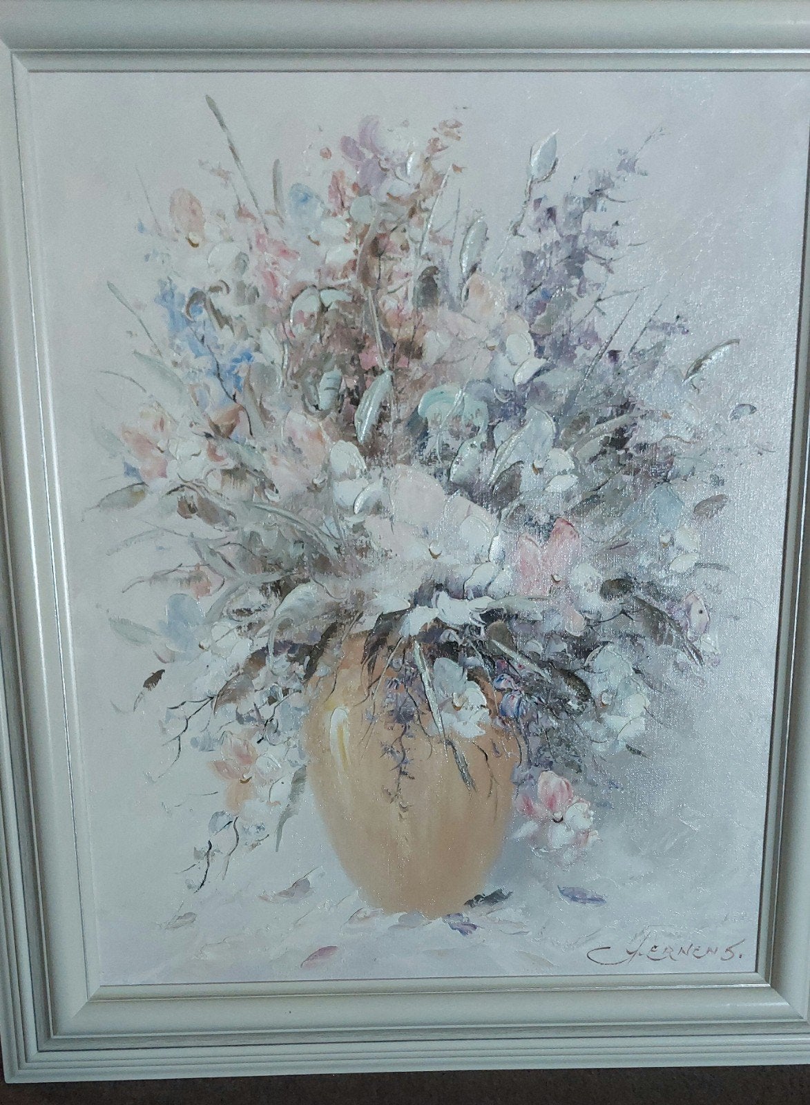 Olieverfschilderij Gerardus Johannes Ernens, Bloemen, Doek, Impressionistisch, Ophalen of Verzenden