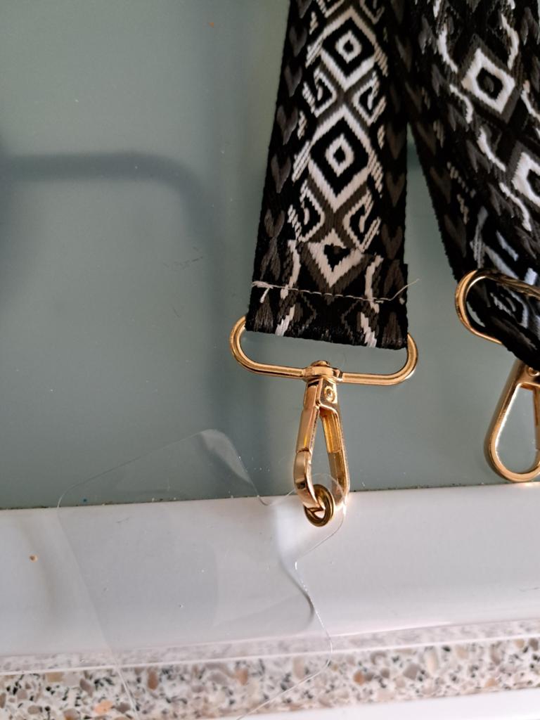 Telefoonkoord - Zwart/Wit Patroon met Goudkleurige Haken, Verzenden, Nieuw, Telefoonhanger of Accessoire, Overige merken