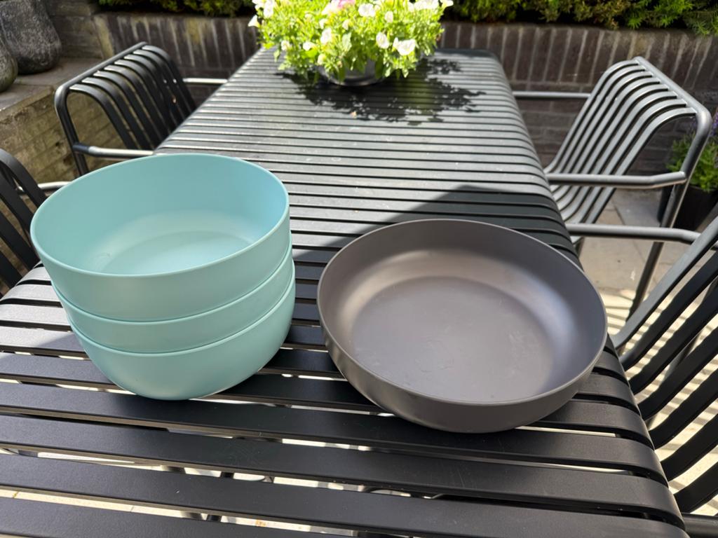 Royal VKB buitenservies Albert Heijn - Mint & Grijs, Overige materialen, Gebruikt, Ophalen of Verzenden, Kom(men)