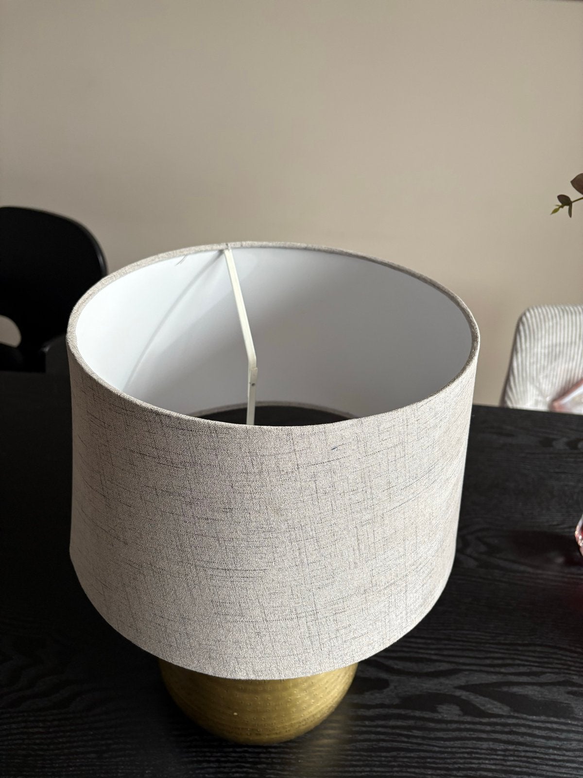 Gouden tafellamp met stoffen kap, Goud, Met kap, Metaal, Modern