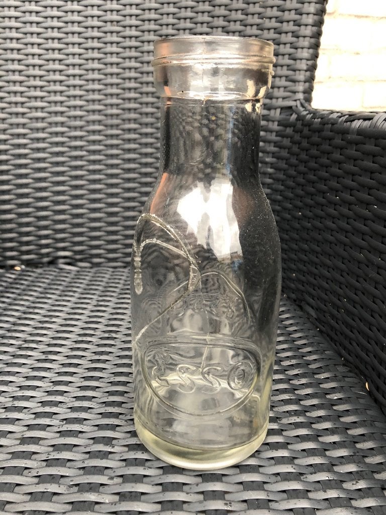 ESSO oliefles. Glas, bottle, olie fles MOTOR OIL., Verzamelen, Ophalen of Verzenden, Gebruikt, Gebruiksvoorwerp