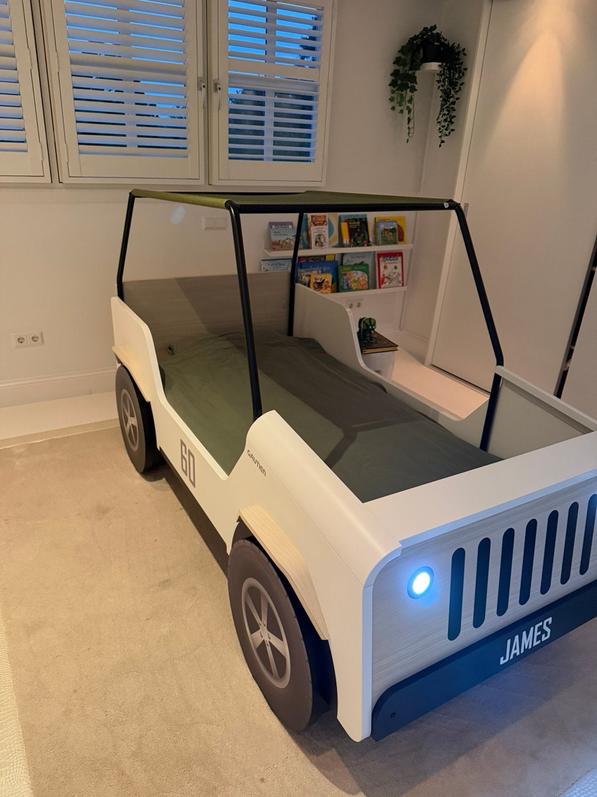 Kinderbed, safari jeep, Ophalen, Zo goed als nieuw, 180 cm of meer, 85 tot 100 cm