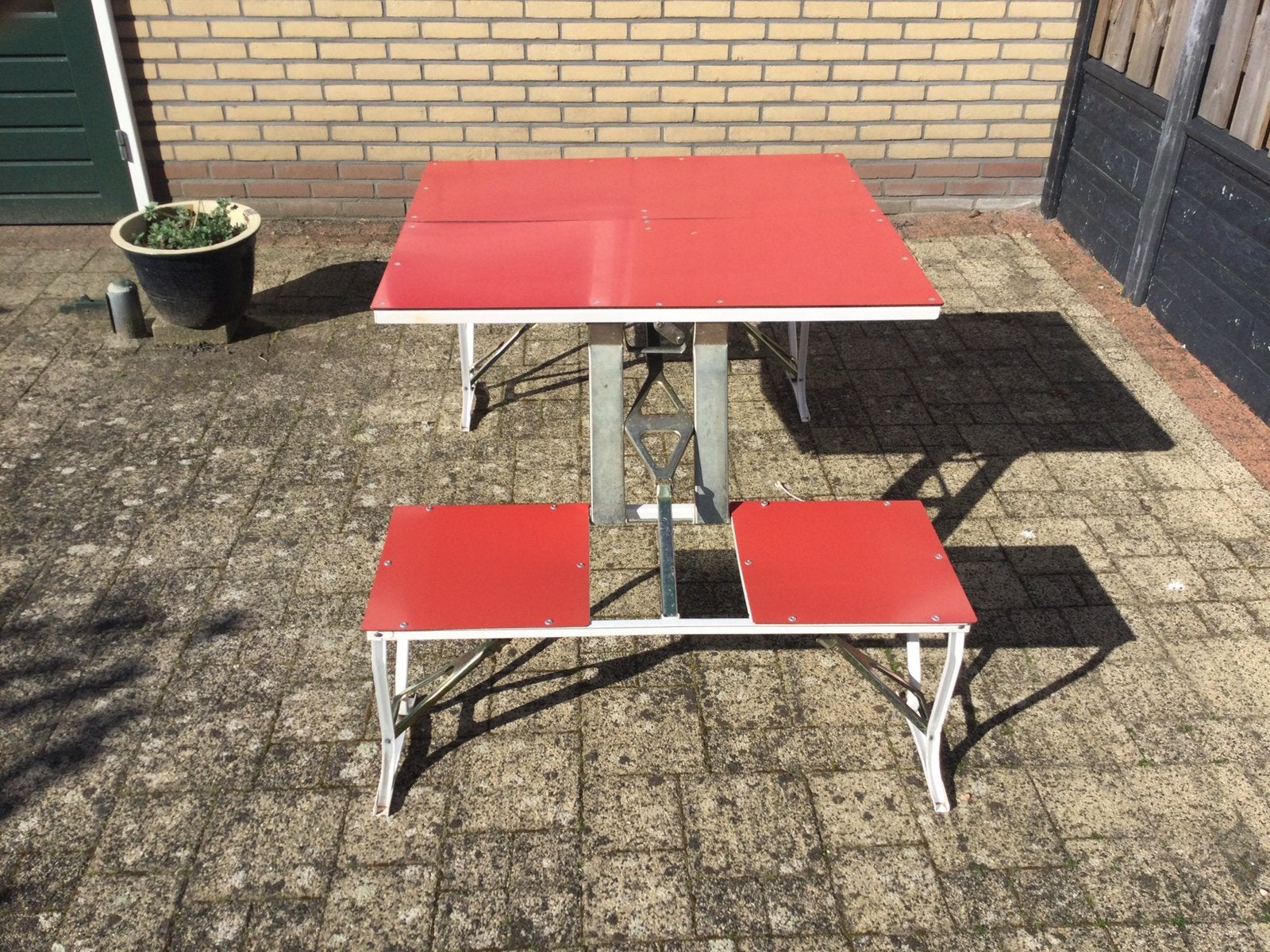 Picknicktafel met 4 stoeltjes, Caravans en Kamperen, Ophalen, Gebruikt, Campingtafel