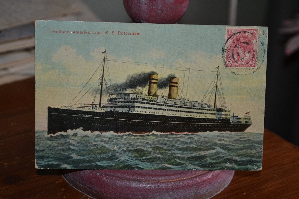 LOT 2 KAARTEN SCHEPEN SCHEEPVAART HOLLAND AMERIKA LIJN 1908, Verzamelen, Ophalen of Verzenden, Voor 1920, Gelopen, Sterren en Beroemdheden