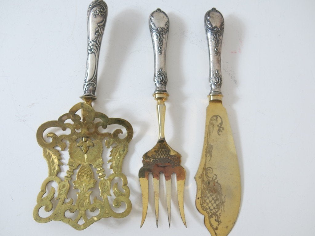 Antieke zilver 800 vis serveerset Duitsland Franz Mosgau, Ophalen of Verzenden, Zilver