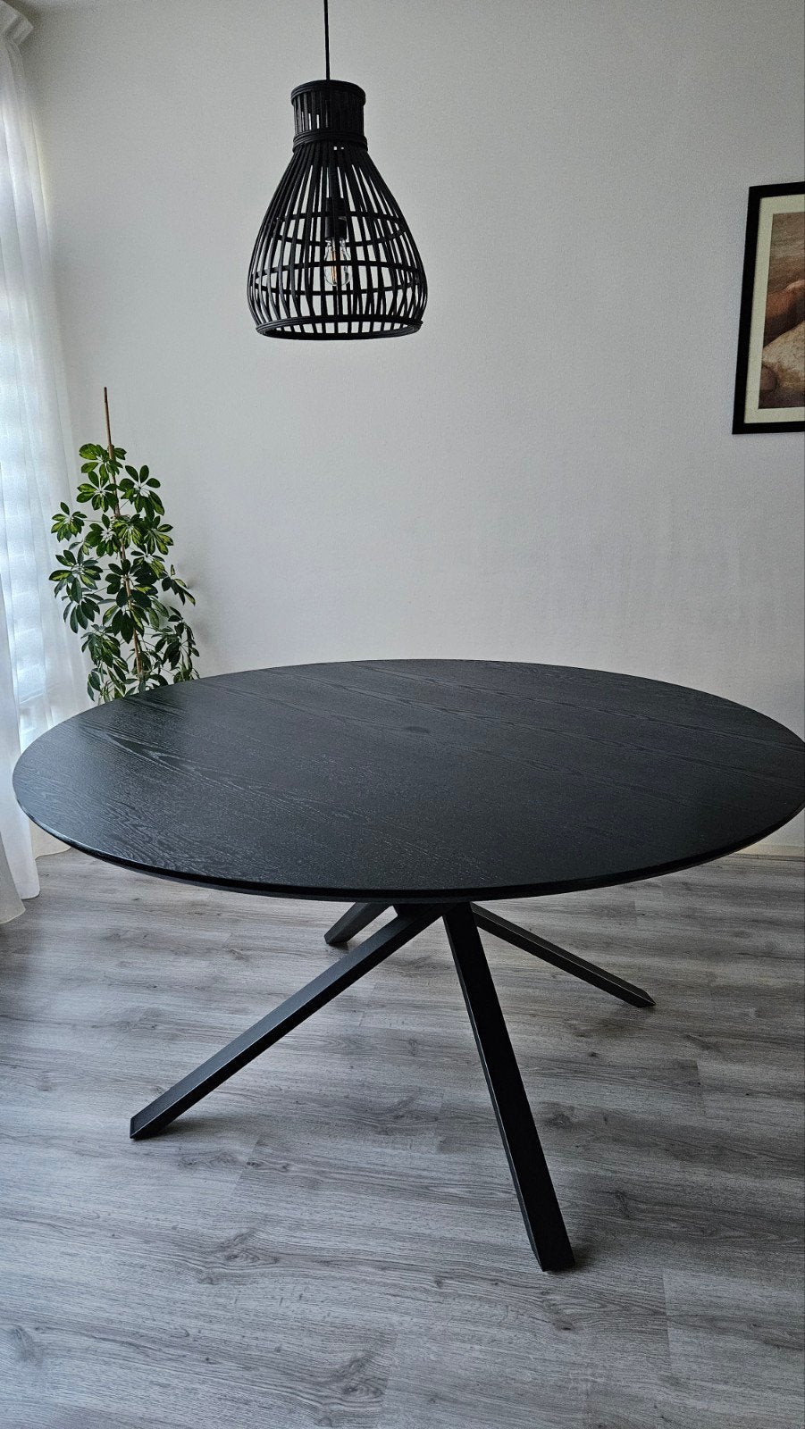 Zware Ronde Zwarte Eettafel Ø150cm (Spinnenpoot) + Gratis Be, Ophalen, Rond, Zo goed als nieuw, Vijf personen of meer