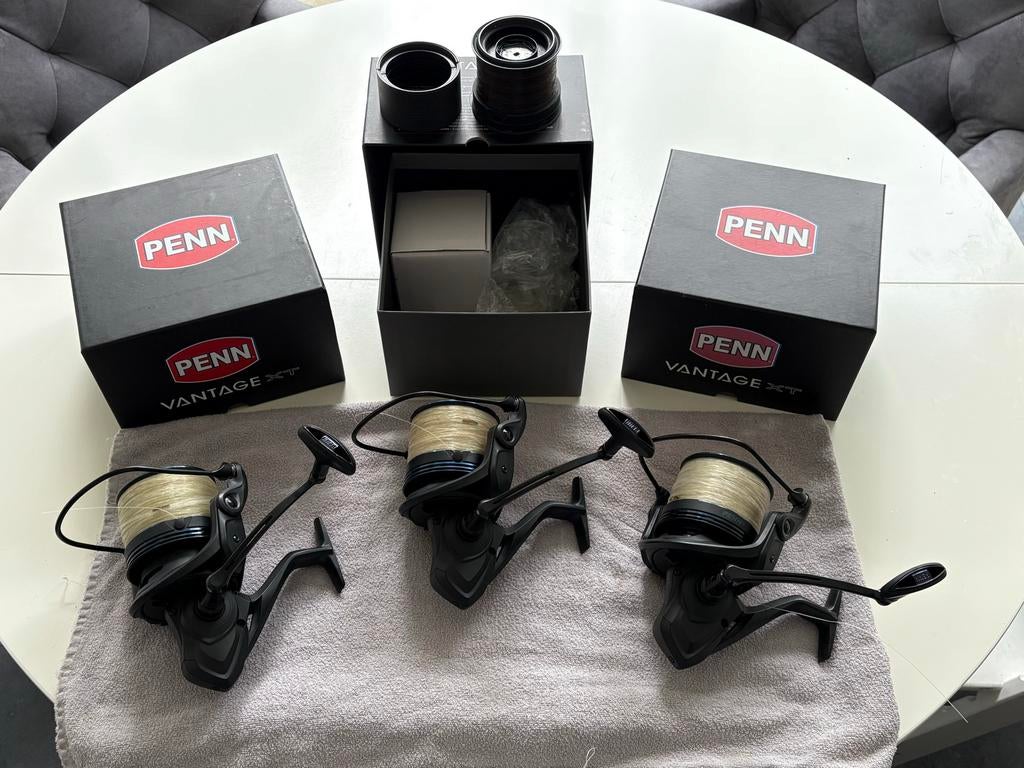 3x Penn Vantage XT 8000 big-pitt karpermolens!, Watersport en Boten, Ophalen, Zo goed als nieuw, Molen