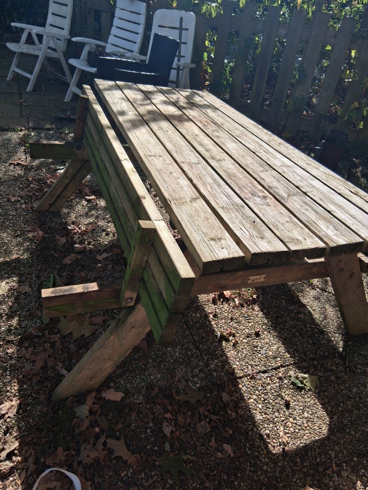 Stevige houten picknicktafel, Ophalen of Verzenden, Gebruikt, Rechthoekig, Hout