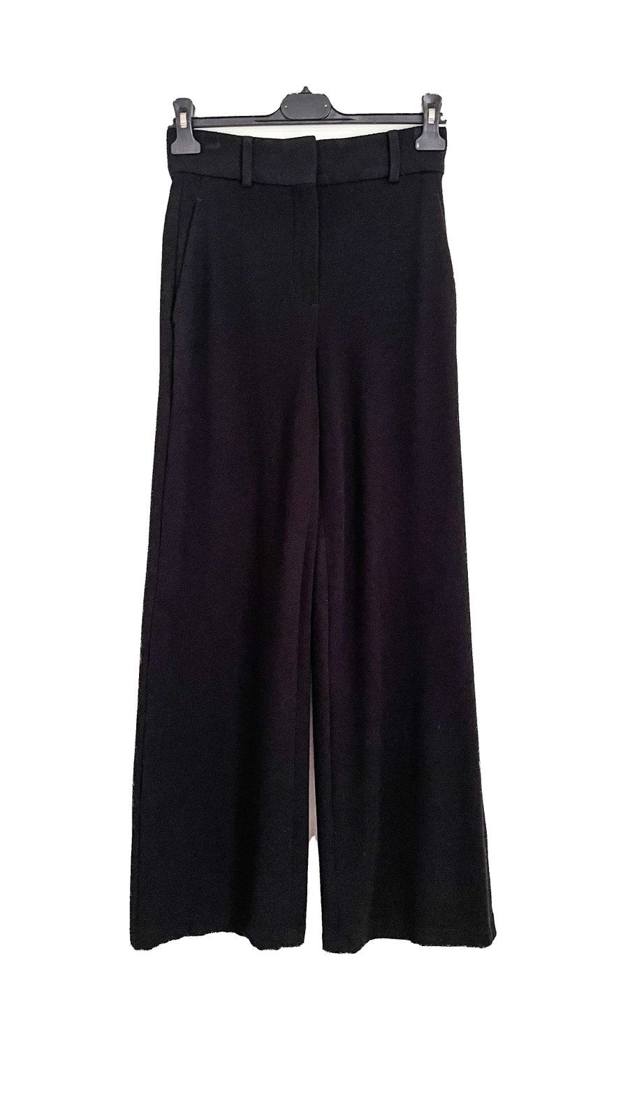 Vanilia zwarte wafelstof broek wijde pijpen 34, Zwart, Ophalen of Verzenden, Zo goed als nieuw, Maat 34 (XS) of kleiner