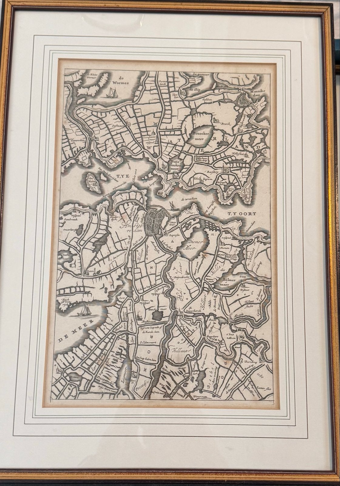 Antieke Kaart van Amsterdam en Omgeving (1544), Ophalen of Verzenden