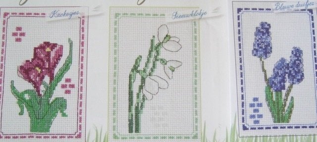 Borduurpatroon  Narcis - Tulp- Sneeuwklokje - Hyacint  6874, Hobby en Vrije tijd, Verzenden, Nieuw, Handborduren, Patroon