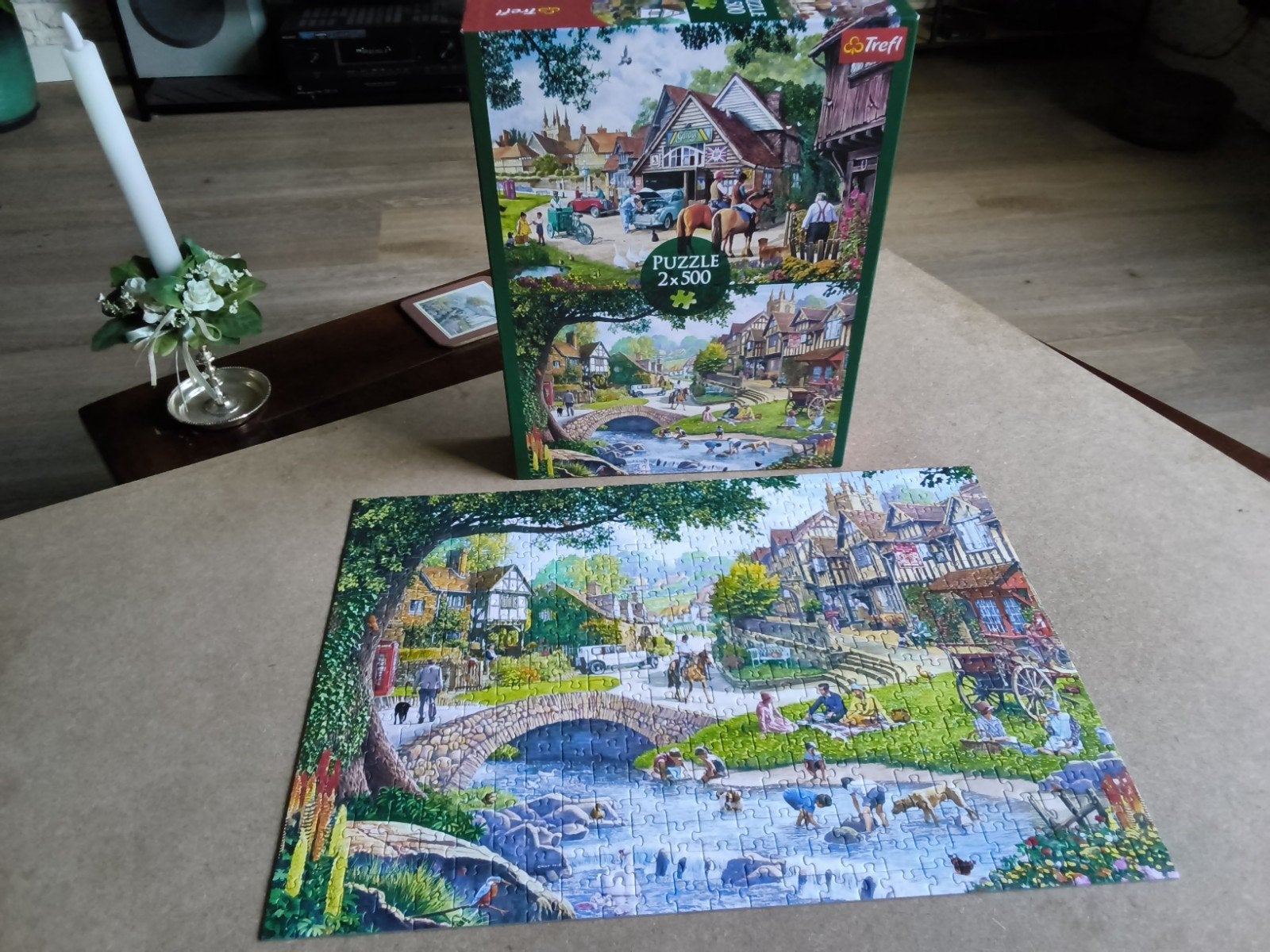 Twee Trefli legpuzzels van 500 stukjes - Landelijk tafereel, Ophalen of Verzenden, 500 t/m 1500 stukjes, Gebruikt, Legpuzzel